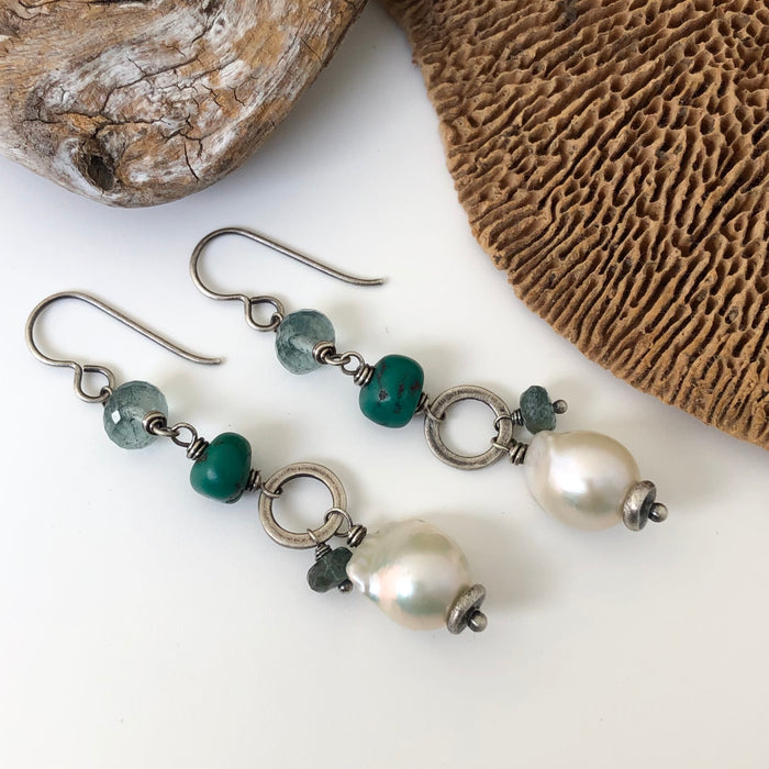 № 193 Pearl, Turquoise, Moss Aquamarine