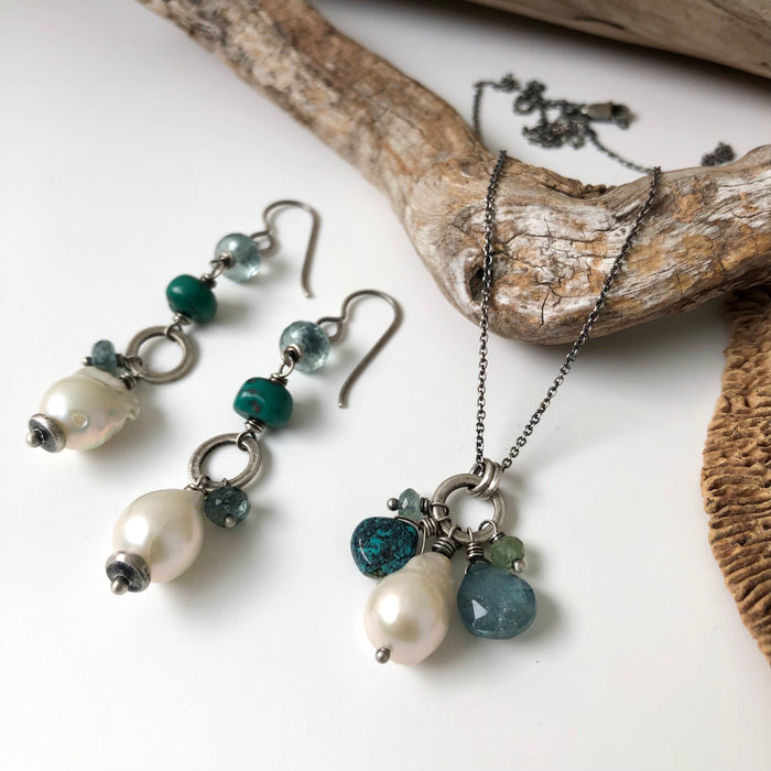 № 193 Pearl, Turquoise, Moss Aquamarine