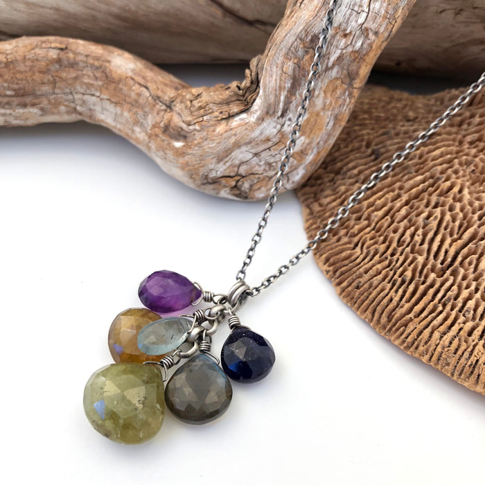 № 318 Green Garnet, Iolite, Labradorite, Amethyst