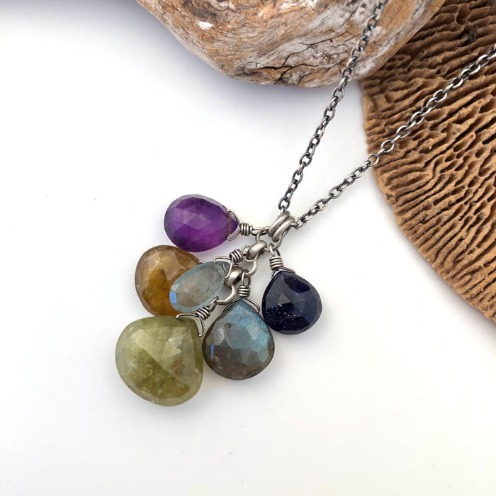 № 318 Green Garnet, Iolite, Labradorite, Amethyst