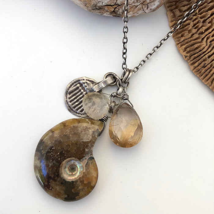 № 363 Ammonite & Rutilated Quartz