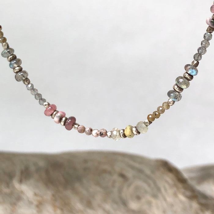 № 415 Rhodochrosite, Rutilated Quartz and Labradorite