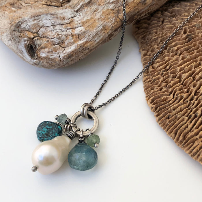 № 417 Pearl, Turquoise, Moss Aquamarine