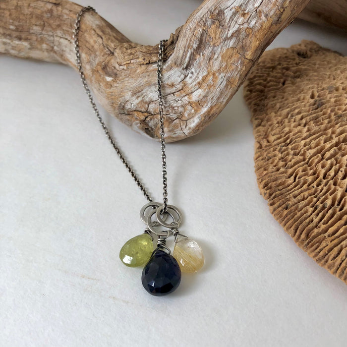 № 906 Iolite, Green Garnet, Rutilated Quartz